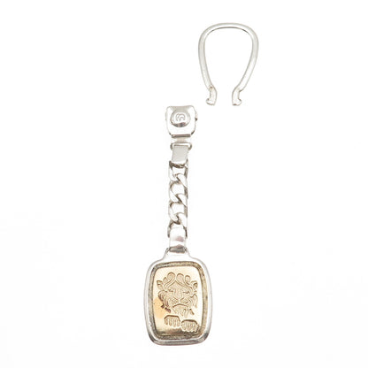 950 Silver 2-Tone Vintage Leo Zodiac Sign Key Fob Chain Holder