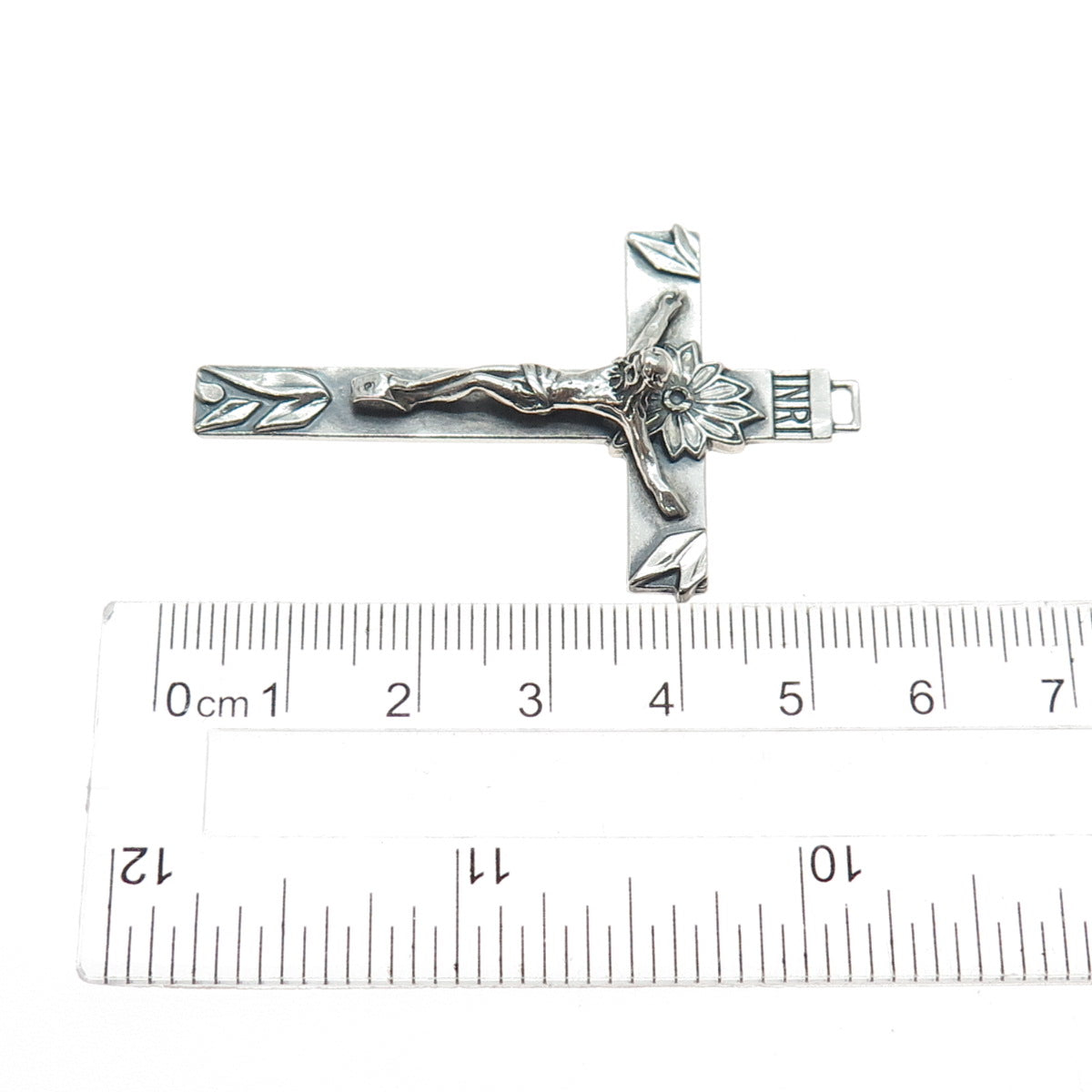 925 Sterling Silver Vintage Crucifix Cross Oxidized Charm Pendant