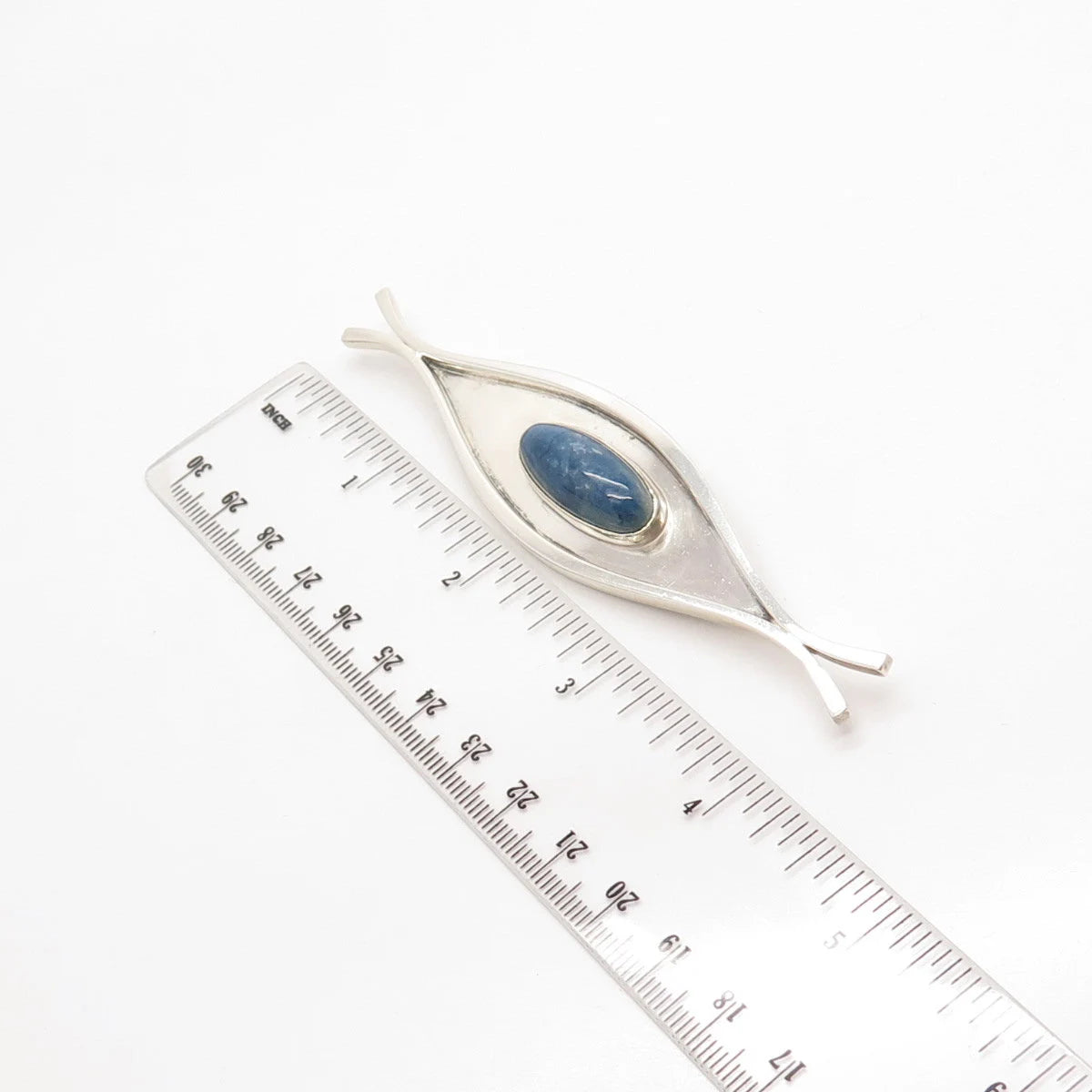 925 Sterling Silver Vintage Real Sodalite Gemstone Modernist Pin Brooch