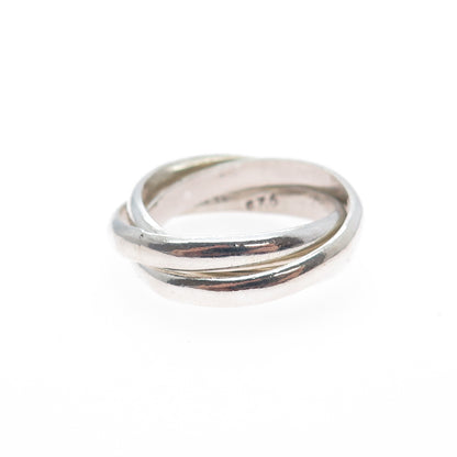 925 Sterling Silver Vintage Mexico Interlocked Trinity Band Ring Size 5.75