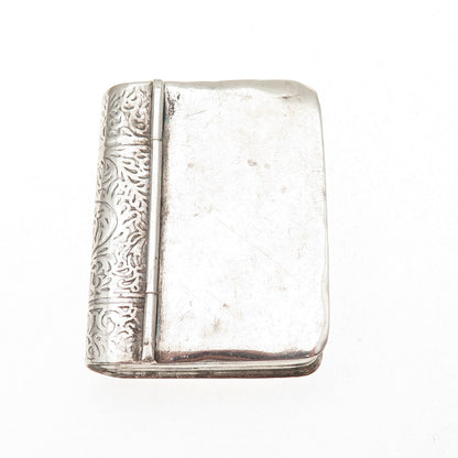 925 Sterling Silver Vintage Floral Book Pill / Snuff Box