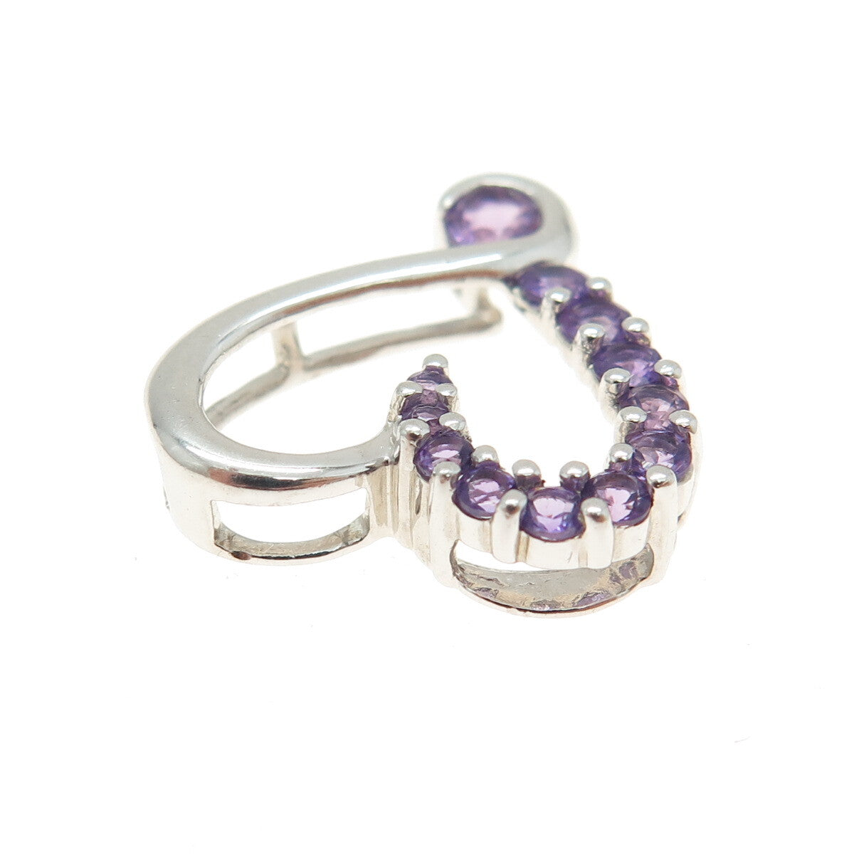 ALWAND VAHAN 925 Sterling Silver Real Amethyst Gemstone Open Heart Pendant