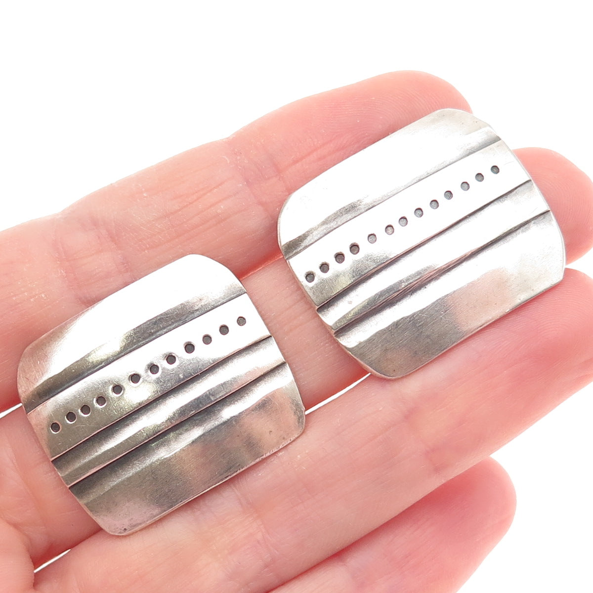 Old Pawn 925 Sterling Silver Vintage Southwestern Oxidized Tribal Earrings