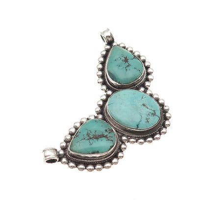 925 Sterling Vintage Southwestern Real Turquoise Large 43.1g Centerpiece Pendant