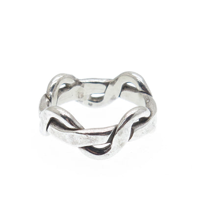 925 Sterling Silver Vintage Infinity Band Oxidized Ring Size 8