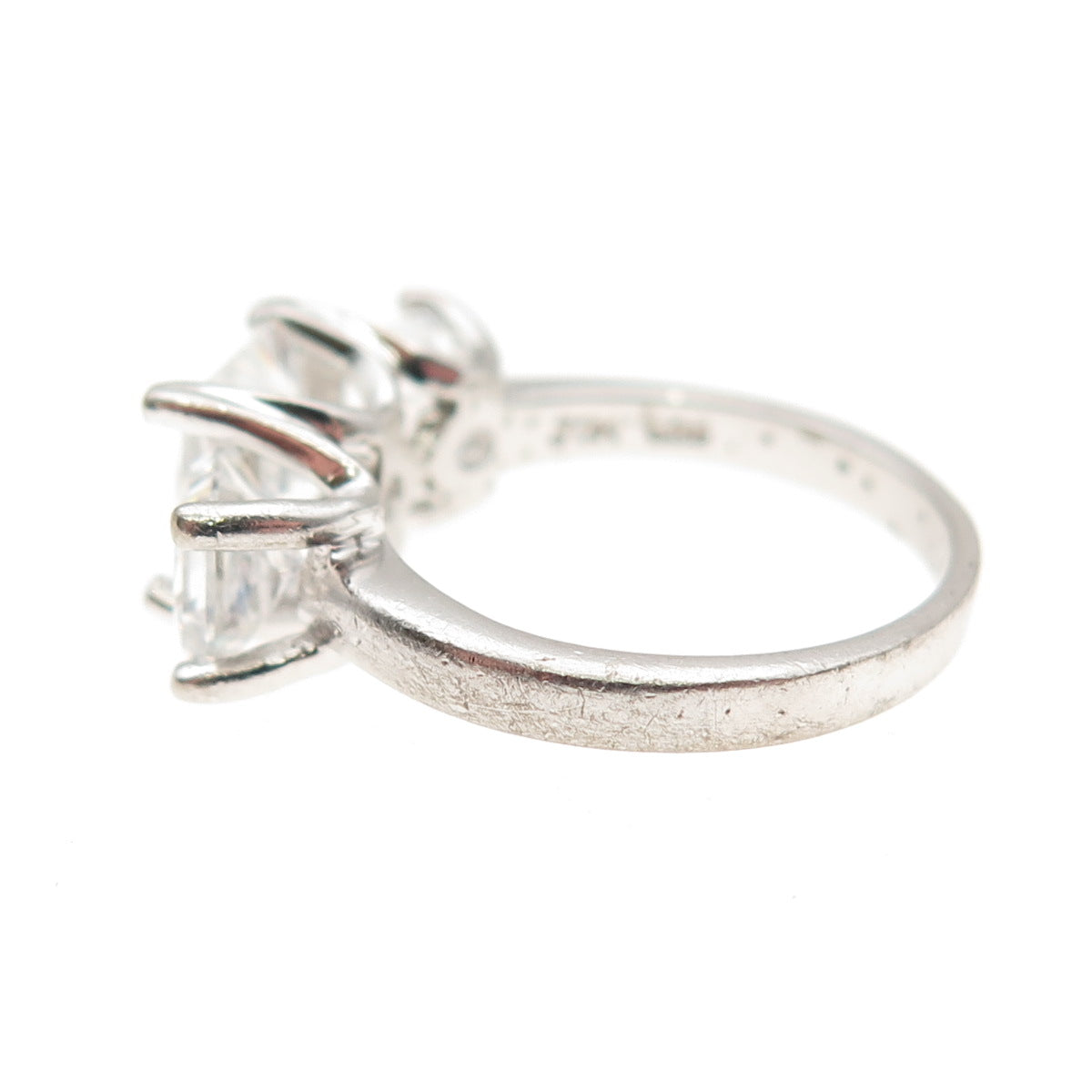 JCM Jacmel Mauritius 925 Sterling Silver Princess-Cut C Z Engagement Ring Size 5