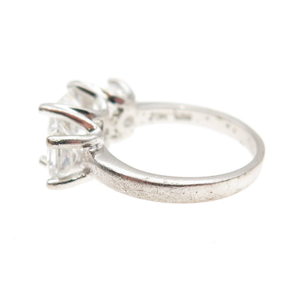 JCM Jacmel Mauritius 925 Sterling Silver Princess-Cut C Z Engagement Ring Size 5