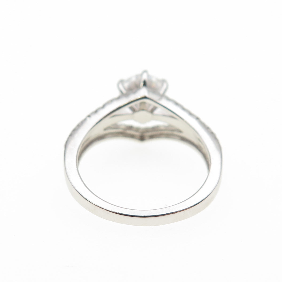 925 Sterling Silver Round-Cut C Z Engagement Ring Size 5.25