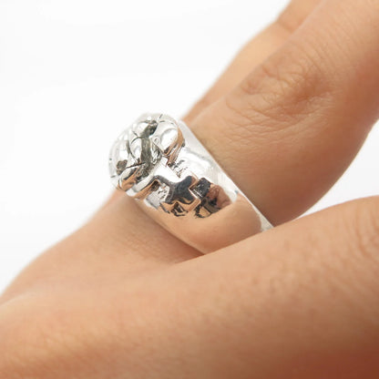 925 Sterling Silver Vintage Snake Cross Ring Size 6.5
