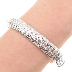 ATI Annika Witt 925 Sterling Silver Diamond-Cut Dual Sided Bangle Bracelet 7.5"