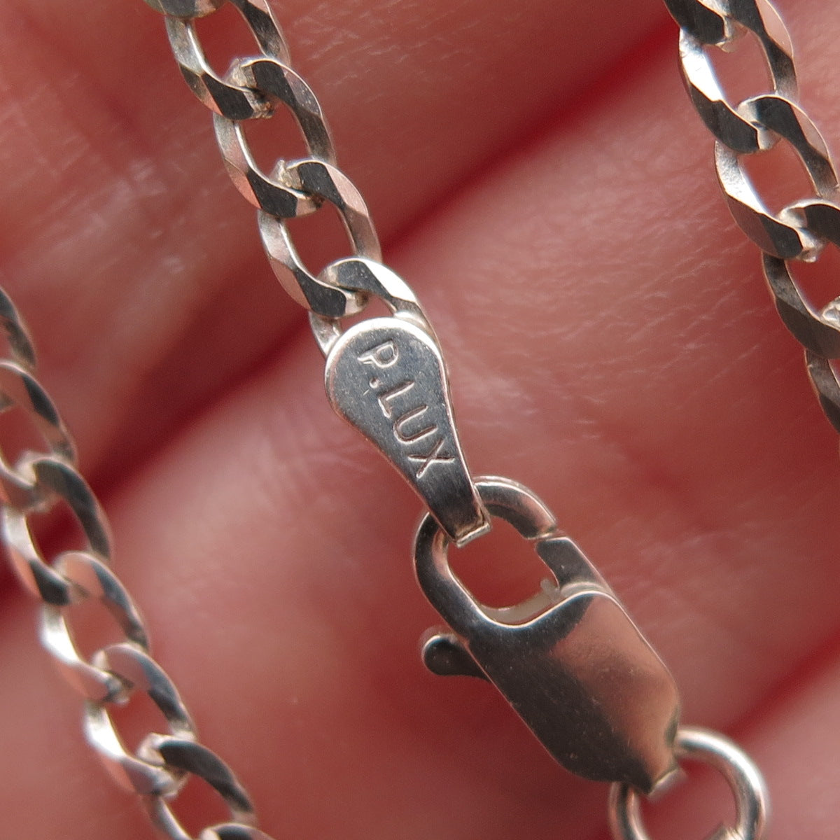 P. Lux 925 Sterling Silver Vintage Italy Curb Chain Necklace 20"