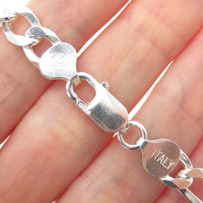 925 Sterling Silver Vintage Italy Figaro Link Bracelet 8.75"