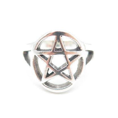 925 Sterling Silver Vintage Pentagram Ring Size 5.75