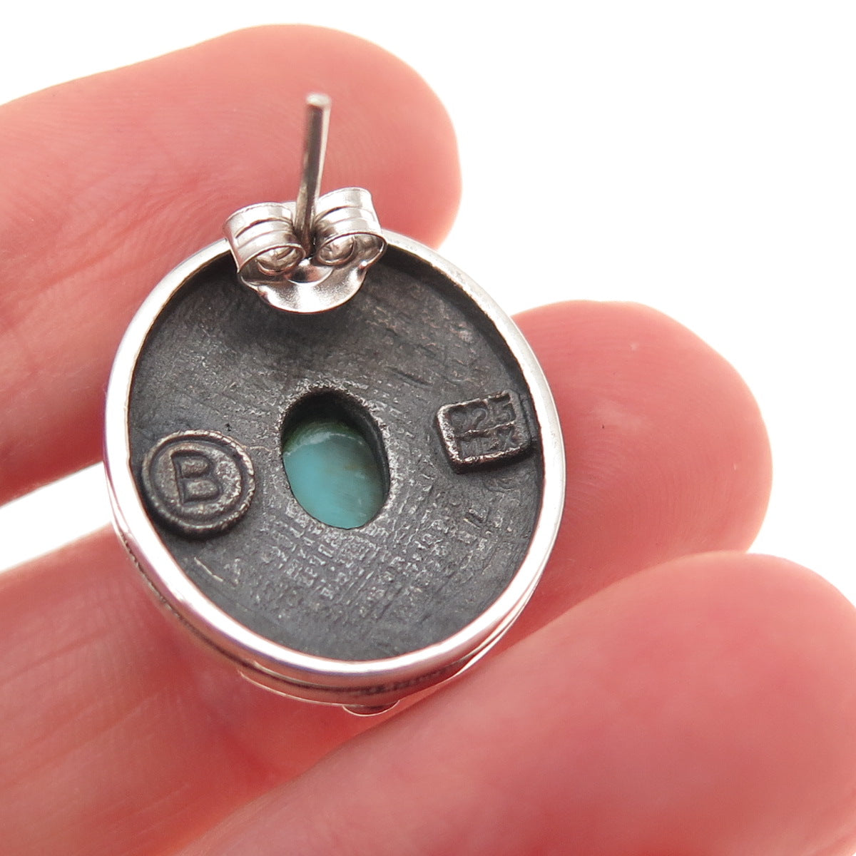 Bernice Goodspeed 925 Sterling Silver Vintage Mexico Real Turquoise Earrings