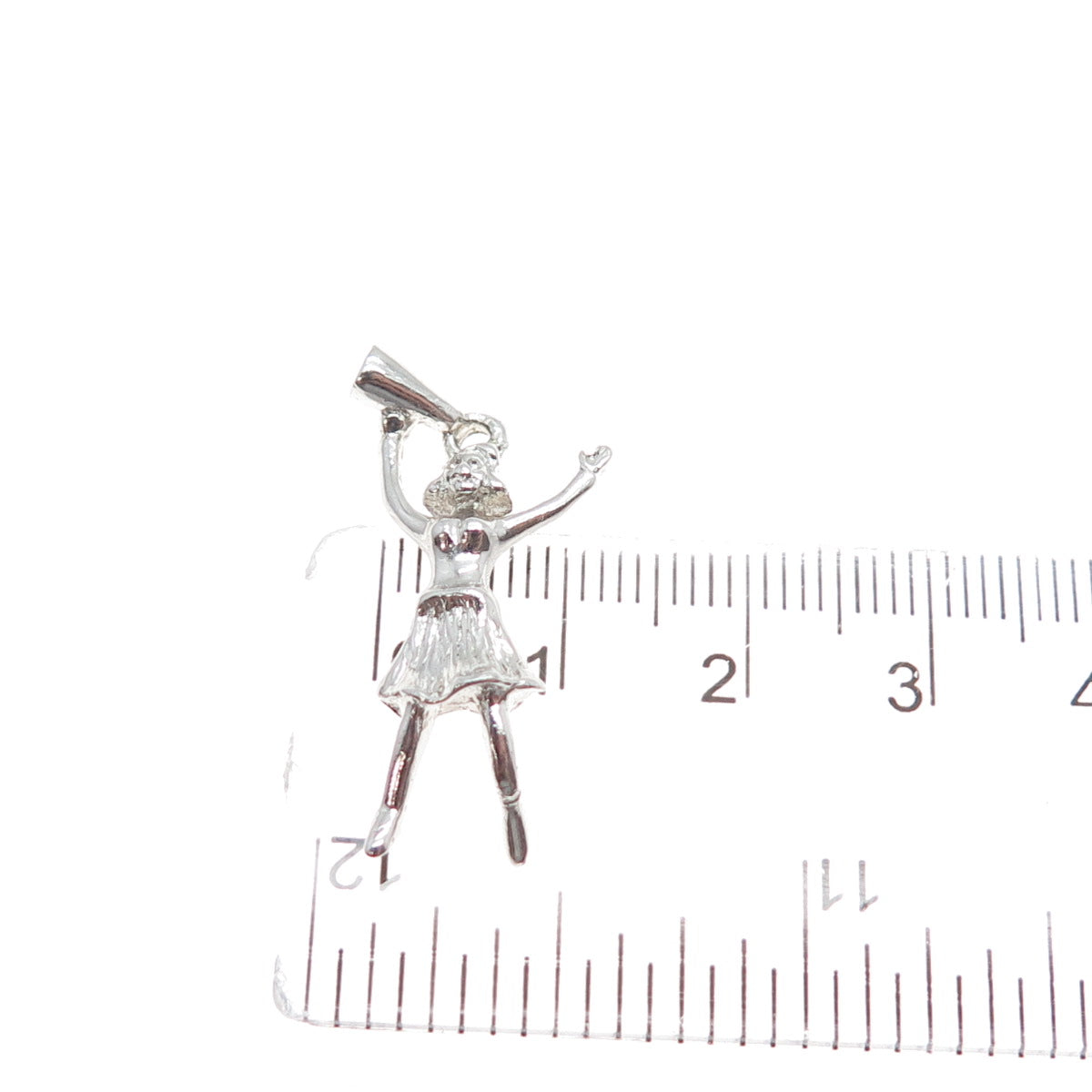 925 Sterling Silver Vintage Cheerleader Charm Pendant