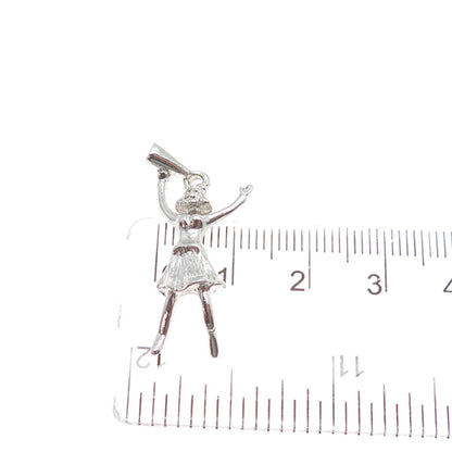 925 Sterling Silver Vintage Cheerleader Charm Pendant