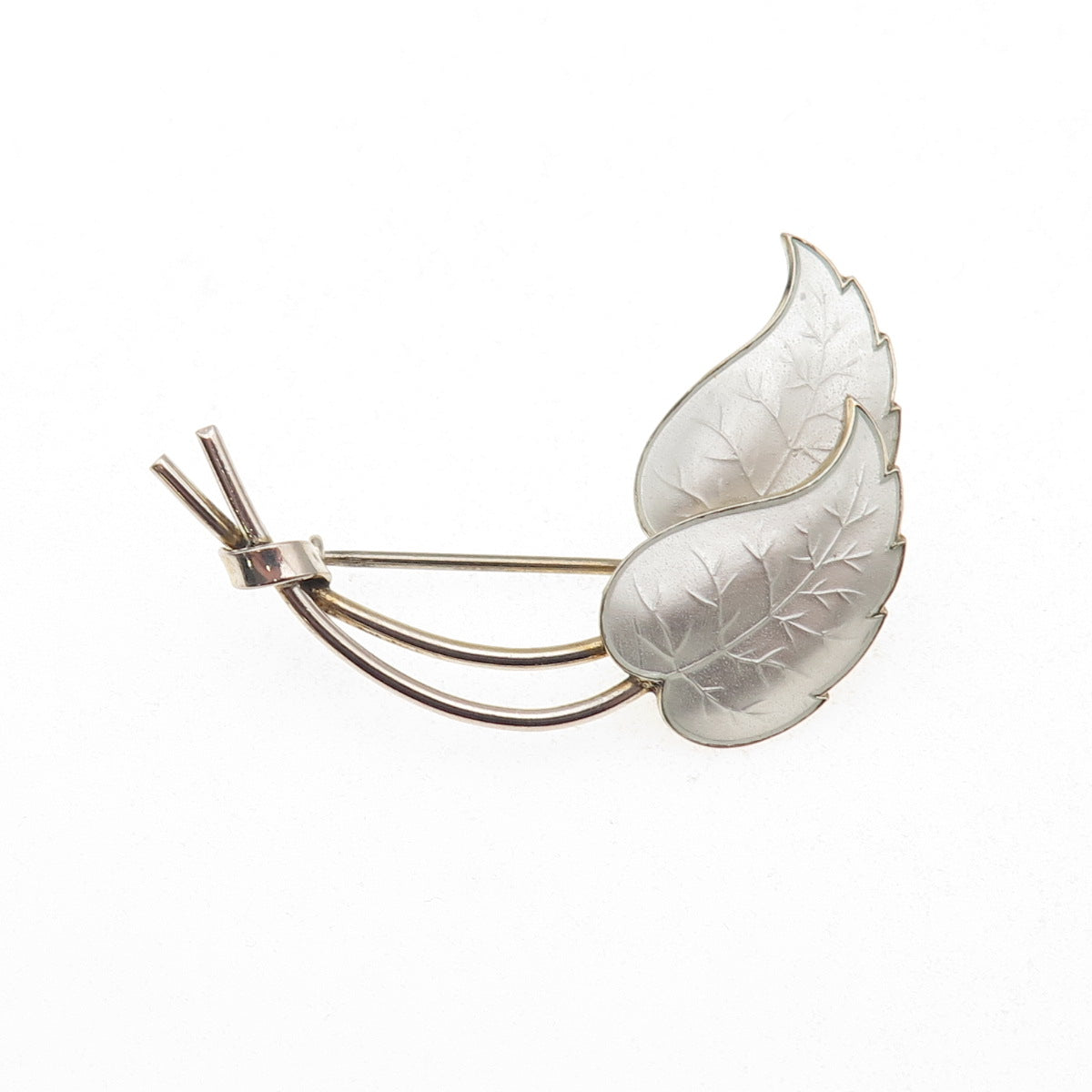 Ivar T. Holth 925S Sterling Gold Plated Vintage Norway Enamel Floral Pin Brooch