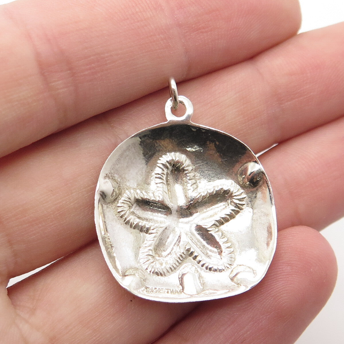 925 Sterling Silver Vintage Sand Dollar Textured Pendant