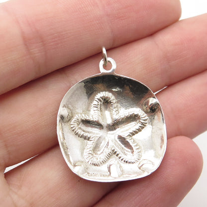 925 Sterling Silver Vintage Sand Dollar Textured Pendant
