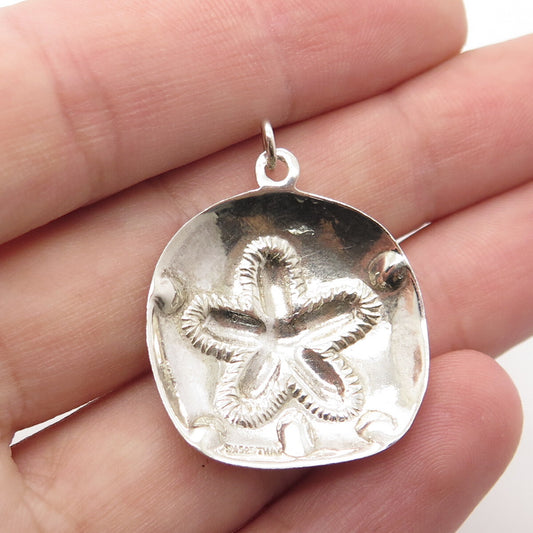 925 Sterling Silver Vintage Sand Dollar Textured Pendant