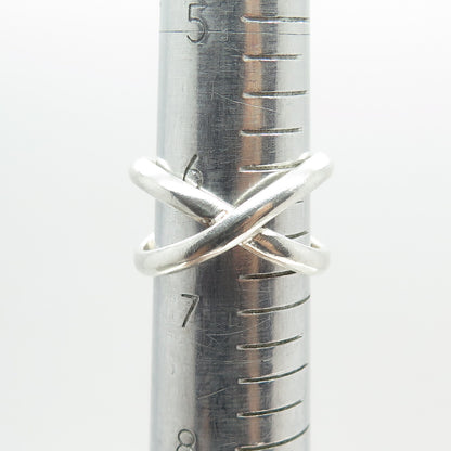 925 Sterling Silver Vintage Crisscross Ring Size 6.5