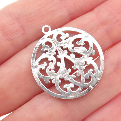 IC James Craig 925 Sterling Silver Vintage Modernist Ornate Floral Charm Pendant