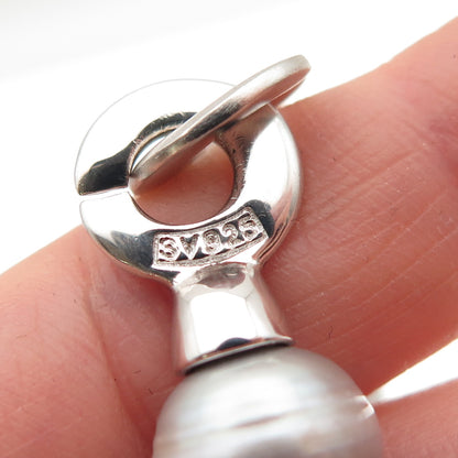 925 Sterling Silver Vintage Real Baroque Pearl Beaded Necklace 18"