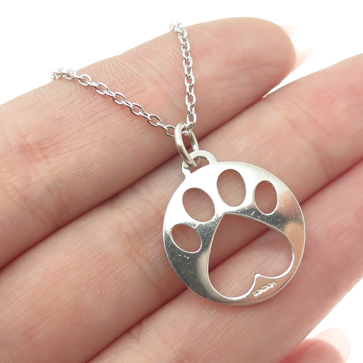 925 Sterling Silver London Paw Pendant Cable Chain Necklace 18"