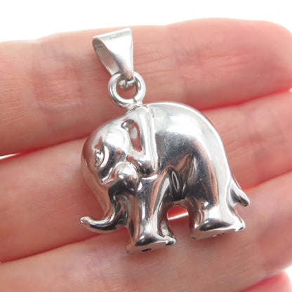 925 Sterling Silver Vintage Italy Elephant For Good Luck 3D Pendant