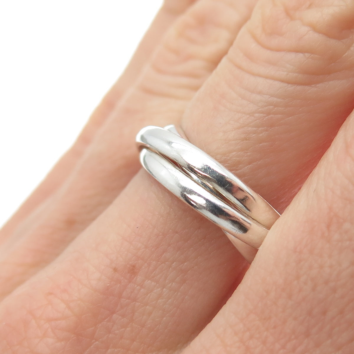 925 Sterling Silver Vintage Mexico Interlocked Trinity Band Ring Size 8