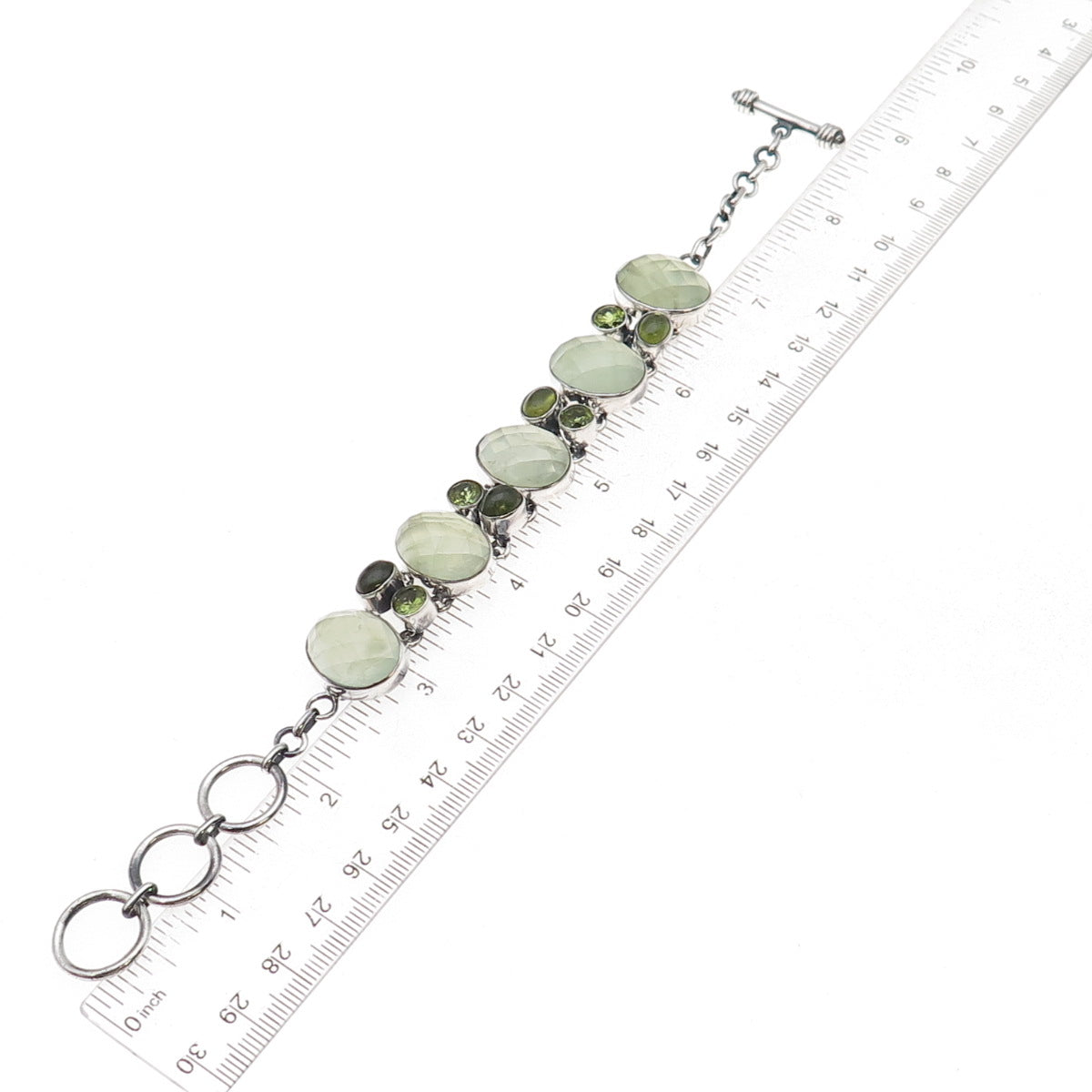 Sajen 925 Sterling Silver Vintage Real Green Amethyst & Peridot Bracelet 7-8"