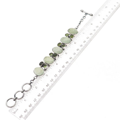 Sajen 925 Sterling Silver Vintage Real Green Amethyst & Peridot Bracelet 7-8"