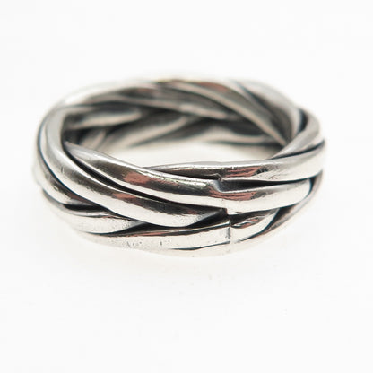 925 Sterling Silver Vintage CII Mexico Braided Oxidized Band Ring Size 7.25