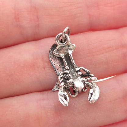 925 Sterling Silver Vintage Acadia National Park Lobster Oxidized Charm Pendant