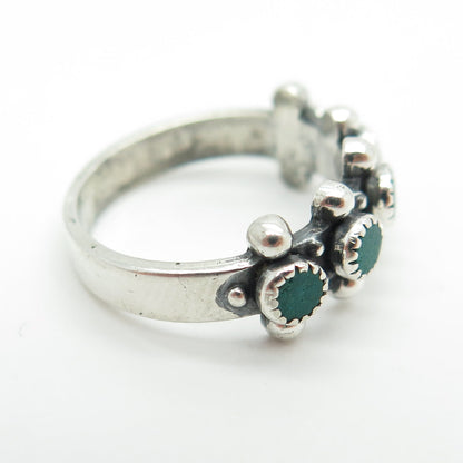 Old Pawn Sterling Silver Vintage Southwestern Turquoise Snake Eye Ring Size 4.5