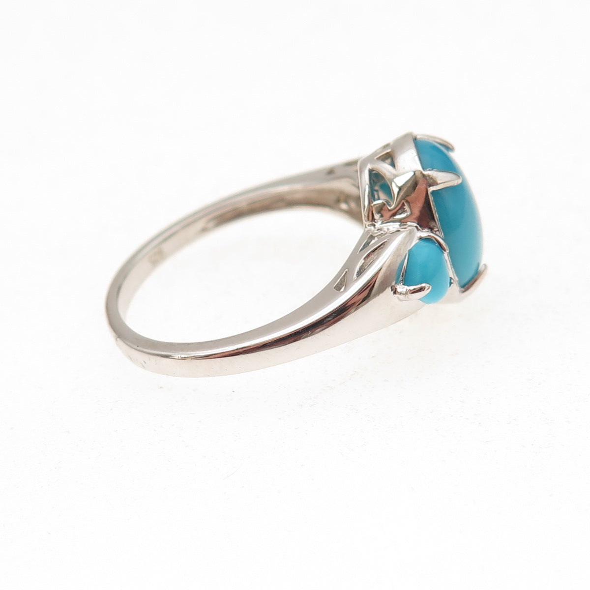 925 Sterling Silver Real Sleeping Beauty Turquoise Ring Size 8