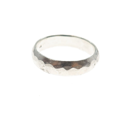 925 Sterling Silver Vintage Hammered Wedding Band Ring Size 8.75