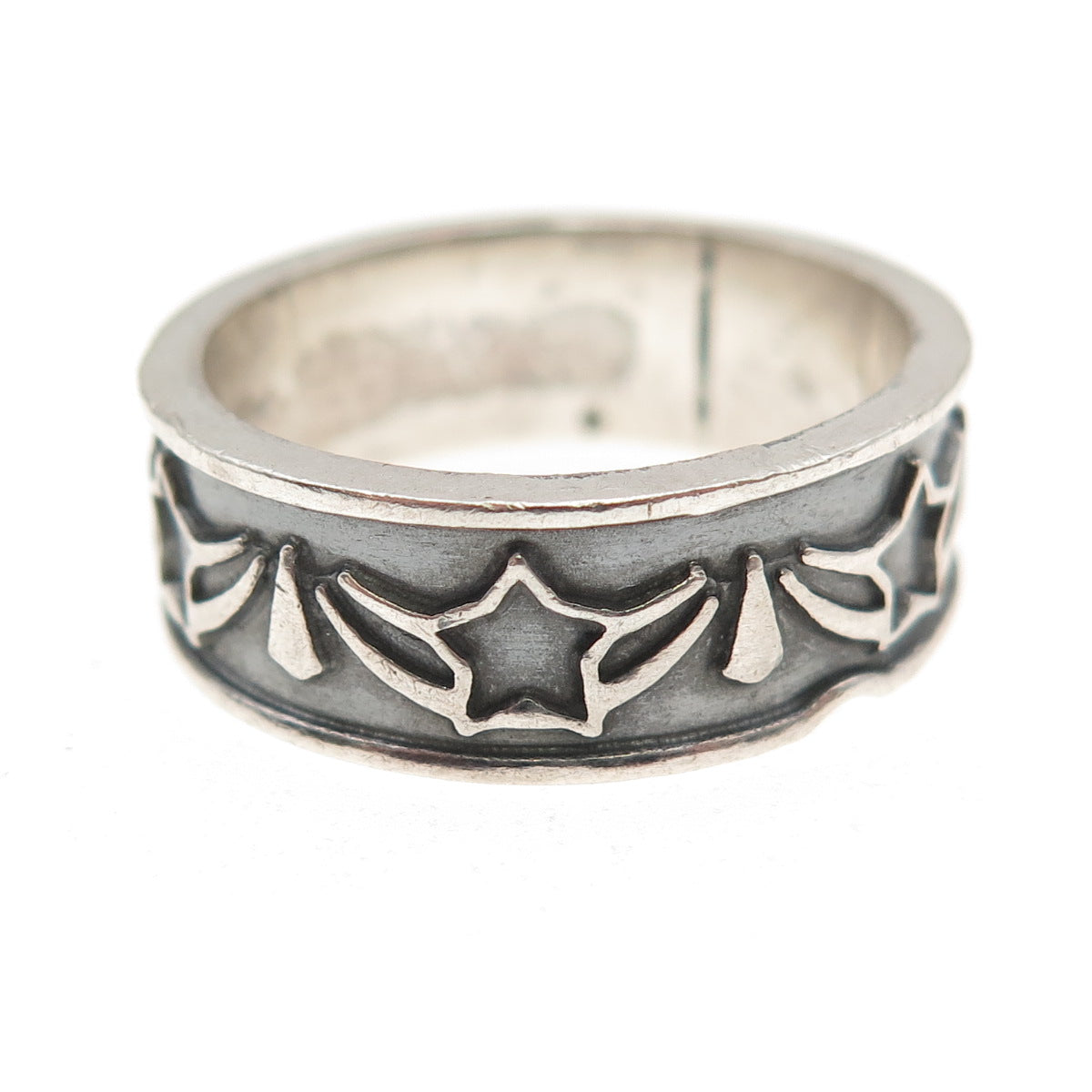 925 Sterling Silver Vintage Mexico Star Oxidized Band Ring Size 10