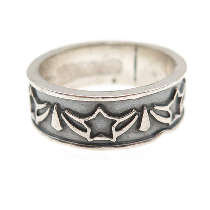 925 Sterling Silver Vintage Mexico Star Oxidized Band Ring Size 10