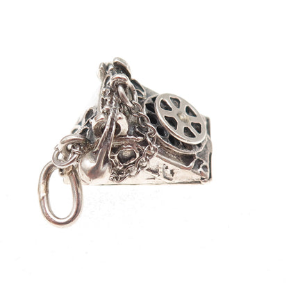 JewelArt 925 Sterling Silver Antique Retro Rotary Phone 3D Charm Pendant