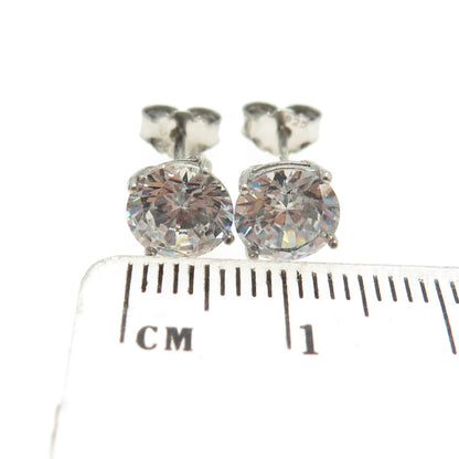 925 Sterling Silver Round-Cut C Z Stud Earrings