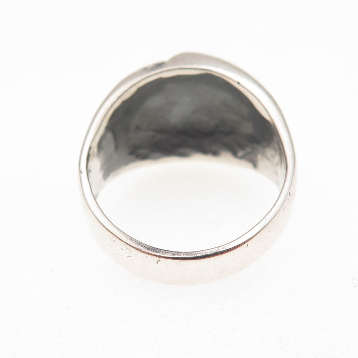 925 Sterling Silver Vintage Modernist Yin Yang Dome Oxidized Ring Size 7.75