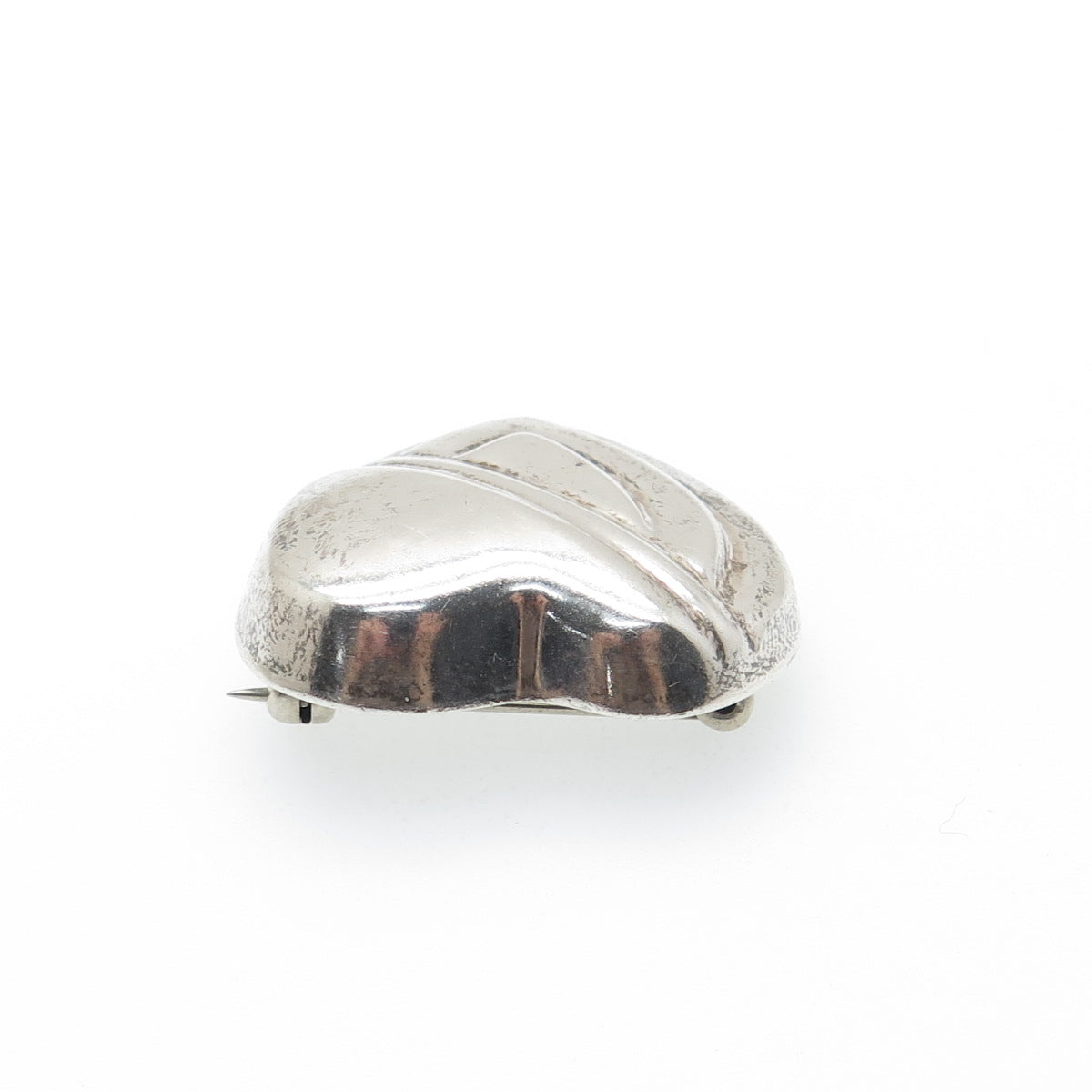 925 Sterling Silver Vintage Mexico Modernist Heart Pin Brooch