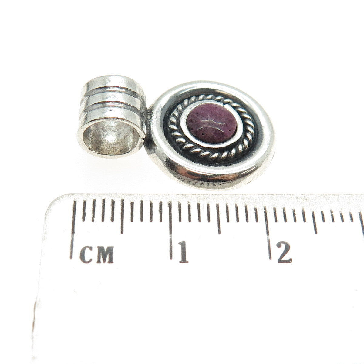 950 Silver Vintage Real Sugilite Roped Oxidized Pendant