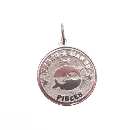 M&M Mark Mercy 925 Sterling Silver Vintage Pisces Zodiac Sign Charm Pendant