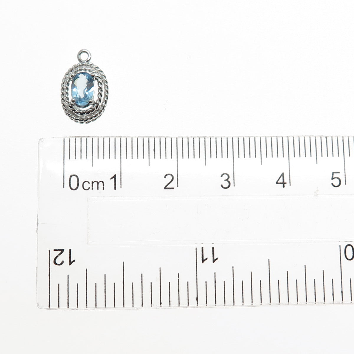 ROSS SIMONS 925 Sterling Silver Real Blue Topaz Minimalist Charm Pendant