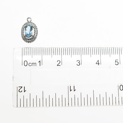 ROSS SIMONS 925 Sterling Silver Real Blue Topaz Minimalist Charm Pendant