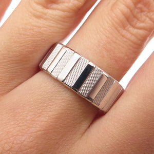 NEOS 925 Sterling Silver Textured Ribbed Band Ring Size 8.75