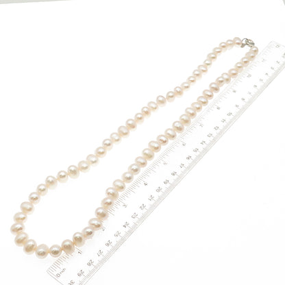 LUCAS LAMETH 925 Sterling Silver Vintage Real Baroque Pearl Beaded Necklace 24"