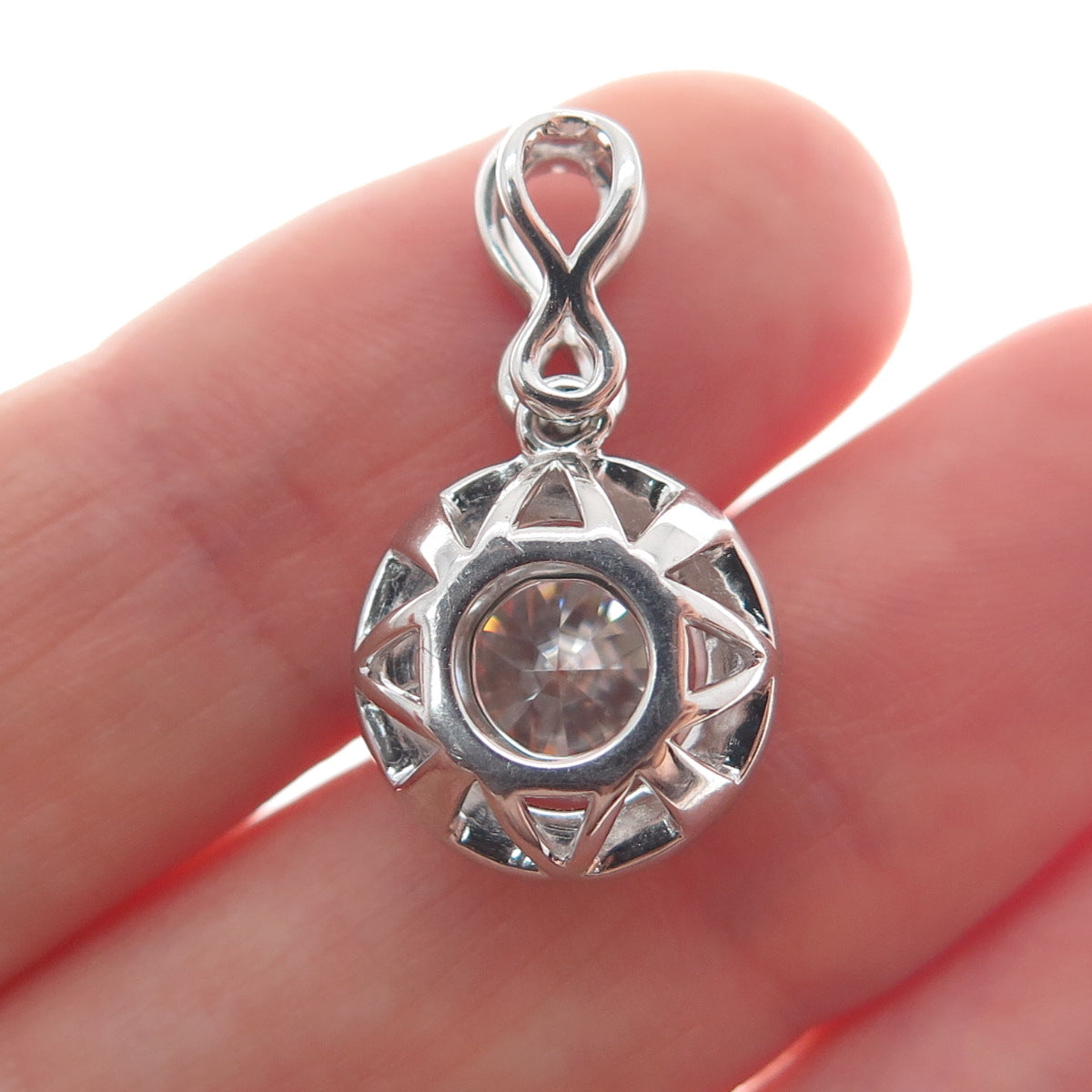 925 Sterling Silver Real Round-Cut 2.01ct & 0.623ct Moissanite Mini Pendant